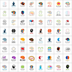 Mind Icons Set - Isolated On White Background - Vector Illustration, Graphic Design.