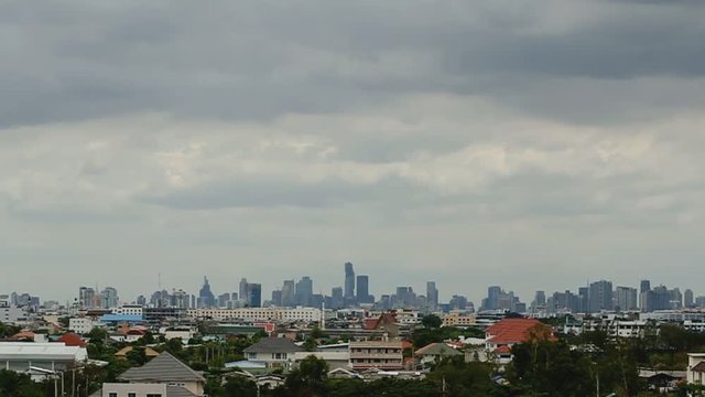 Clouds are moving in the rainy season, Above Sky Building in bangkok,Time lapse
