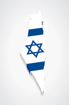 3D vector Flag Map of Israel