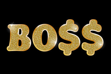 BOSS, gold letters
