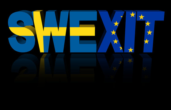 Swexit text with Swedish and Eu flags illustration
