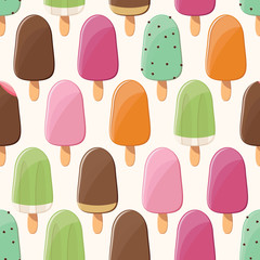 Ice cream seamless pattern, colorful summer background, deliciou