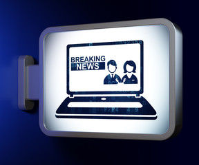 News concept: Breaking News On Laptop on billboard background