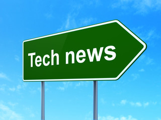 News concept: Tech News on road sign background