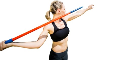 Sportswoman preparing to javelin throw 