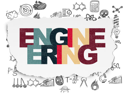 Science concept: Engineering on Torn Paper background