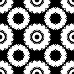 Abstract seamless pattern with round shapes, black and white background, EPS 8