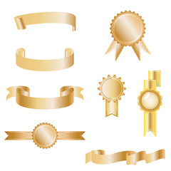 set of elegant ribbon banner illustration vector on white isolated background