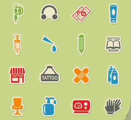 tattoo salon icon set