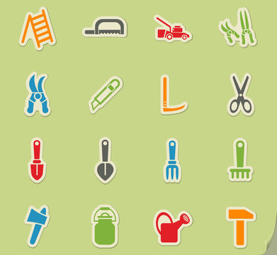 garden tools icon set