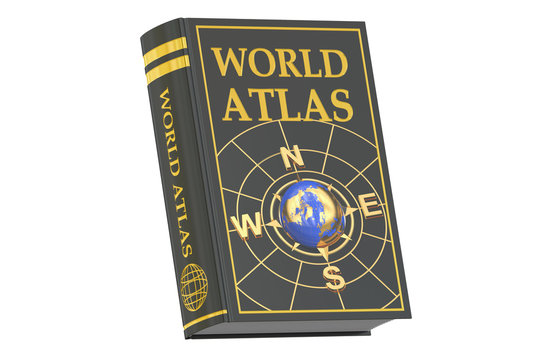 World Atlas Book Concept, 3D Rendering