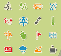 skiing icon set