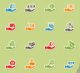 hand and money icon set