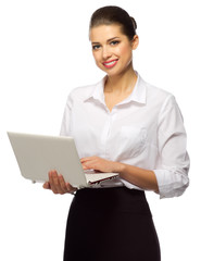 Young businesswoman with laptop