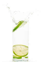 Lime splash in the glass
