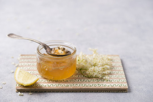 Glass of elder jelly