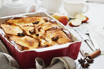 Apple pie in a ceramic form