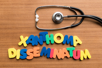 xanthoma disseminatum colorful word with stethoscope