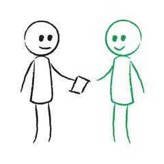 Person überreicht anderer Person ein Dokument