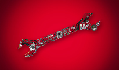 Auto spare parts items in wrench. New original equipment spare parts make wrench. Many auto spare...