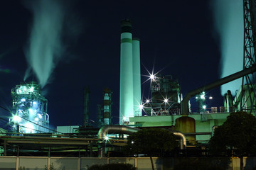 Factories at night in Kawasaki, Kanagawa, Japan