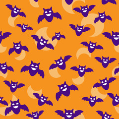 Seamless Halloween Backgrounds. Bats and Moon Wallpaper