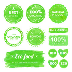 set of organic labels and stickers