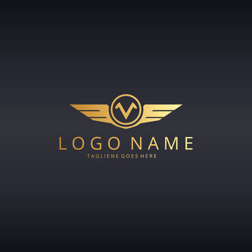 V letter logo. Wings logotype