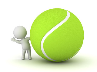 3D Character Waving from Behind Large Tennis Ball