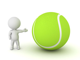 3D Character Showing Tennis Ball