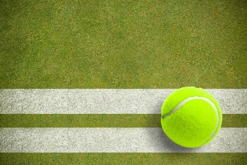 Composite image of tennis ball with a syringe