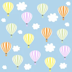 Printed roller blinds Air balloon aerostats in sky. pattern