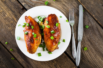 Grilled chicken breast in a honey glaze