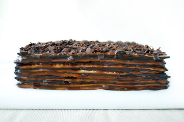 Matzo caramel and chocolate cake, jewish matzoh passover treat