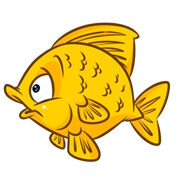 Yellow fish cartoon illustration isolated image animal character 
