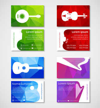 Template music polygonal cards
