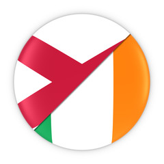 Northern Irish and Irish Relations - Badge Flag of Northern Ireland and Ireland 3D Illustration