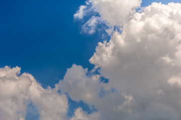 Natural background . Blue sky with white clouds and sunny day