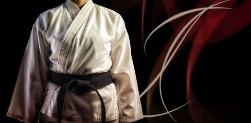 Composite image of mid section of karate player