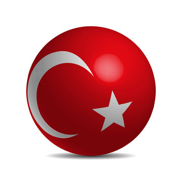 Turkey flag on a 3d ball with shadow