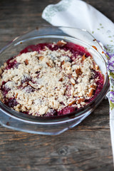 Rhubarb and strawberry crumble