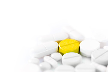 Medicine pills on white background