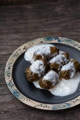 Romanian sarmale - stuffed vine leaves 