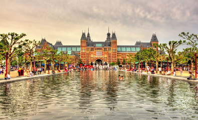 View of Rijksmuseum in Amsterdam - obrazy, fototapety, plakaty