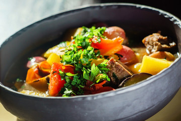 roasted vegetables with meat