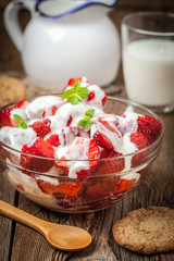 Strawberries with cream.