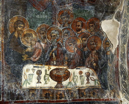 The church Panagia Kera in the village Kritsa from the 13th century decorated quite extraordinary frescoes in the interior, Crete, Greece