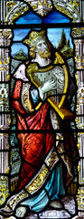 Fototapeta na wymiar King David with a harp in stained glass