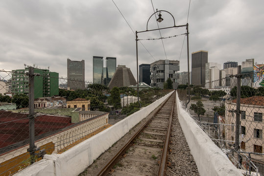 Old Railway over the Lapa Arch in Rio de Janeiro, Brazil
