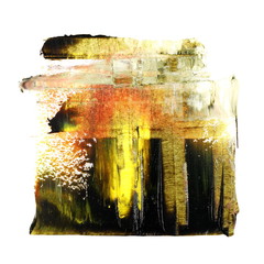 photo black yellow grunge brush strokes oil paint isolated on white background